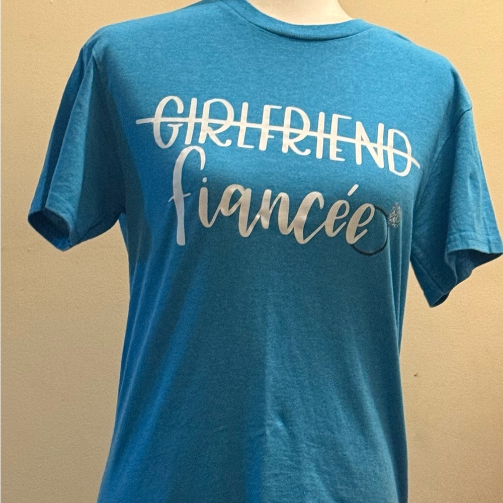 Blue Graphic Tee with Girlfriend Fiancée Print
